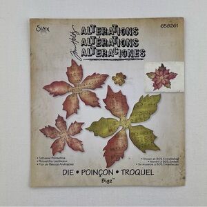 Sizzix Bigz Die Tim Holtz Alterations Tattered Poinsettia #558261 Holiday